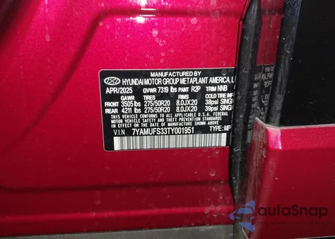 2026 Hyundai Ioniq 9 Sel z USA, uszkodzony, nr VIN 7YAMUFS33TY001951